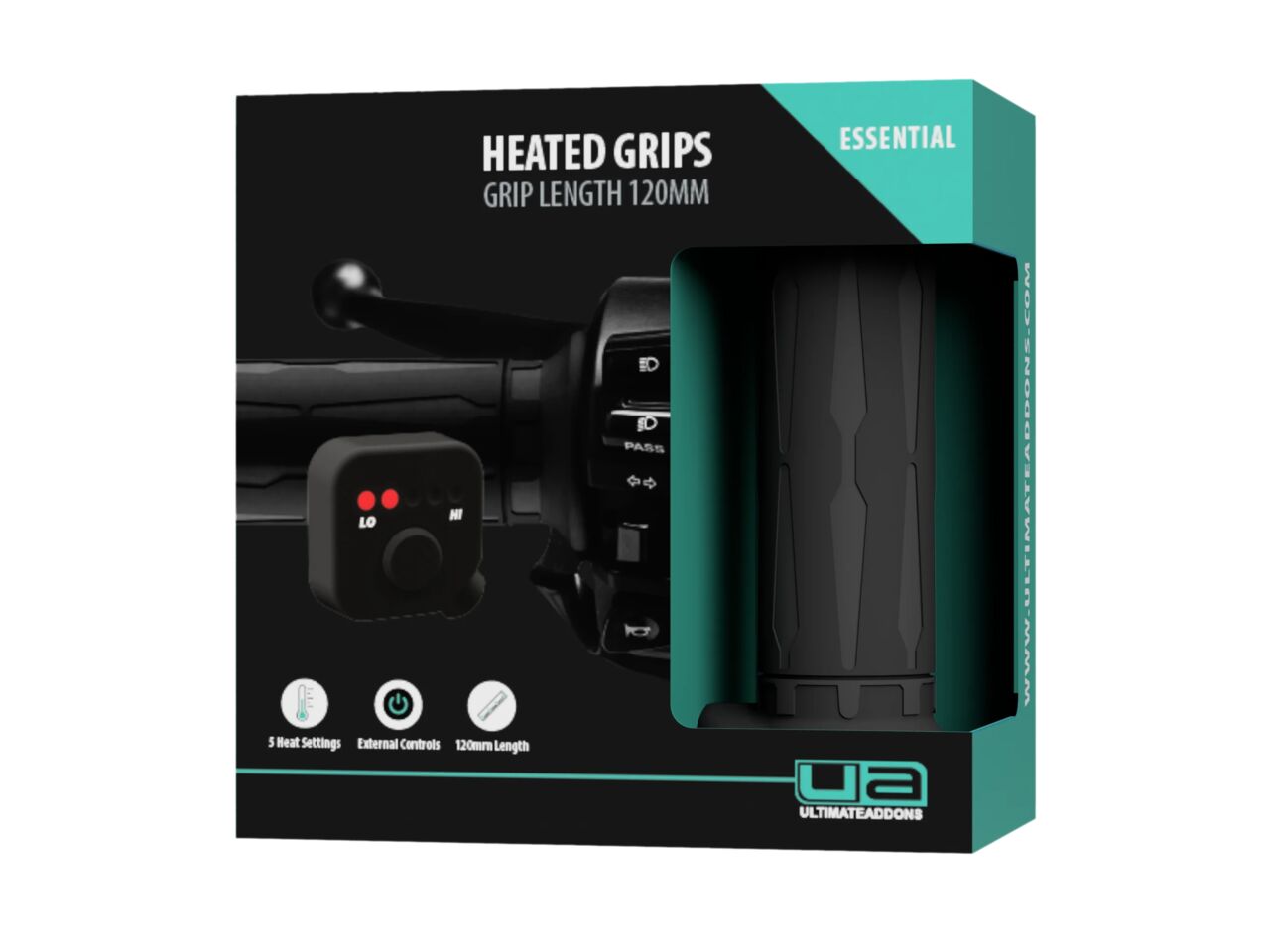 Essential Motorcycle Heated Grips With External Controller - Refurbished