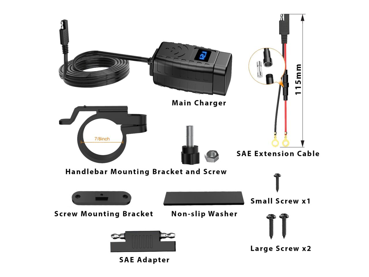 Ultimateaddons Motorcycle SAE to USB charger with LED voltmeter - Refurbished