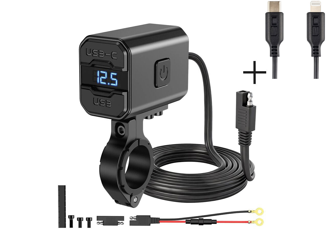 54W Motorcycle USB-C & USB-A Handlebar Charger