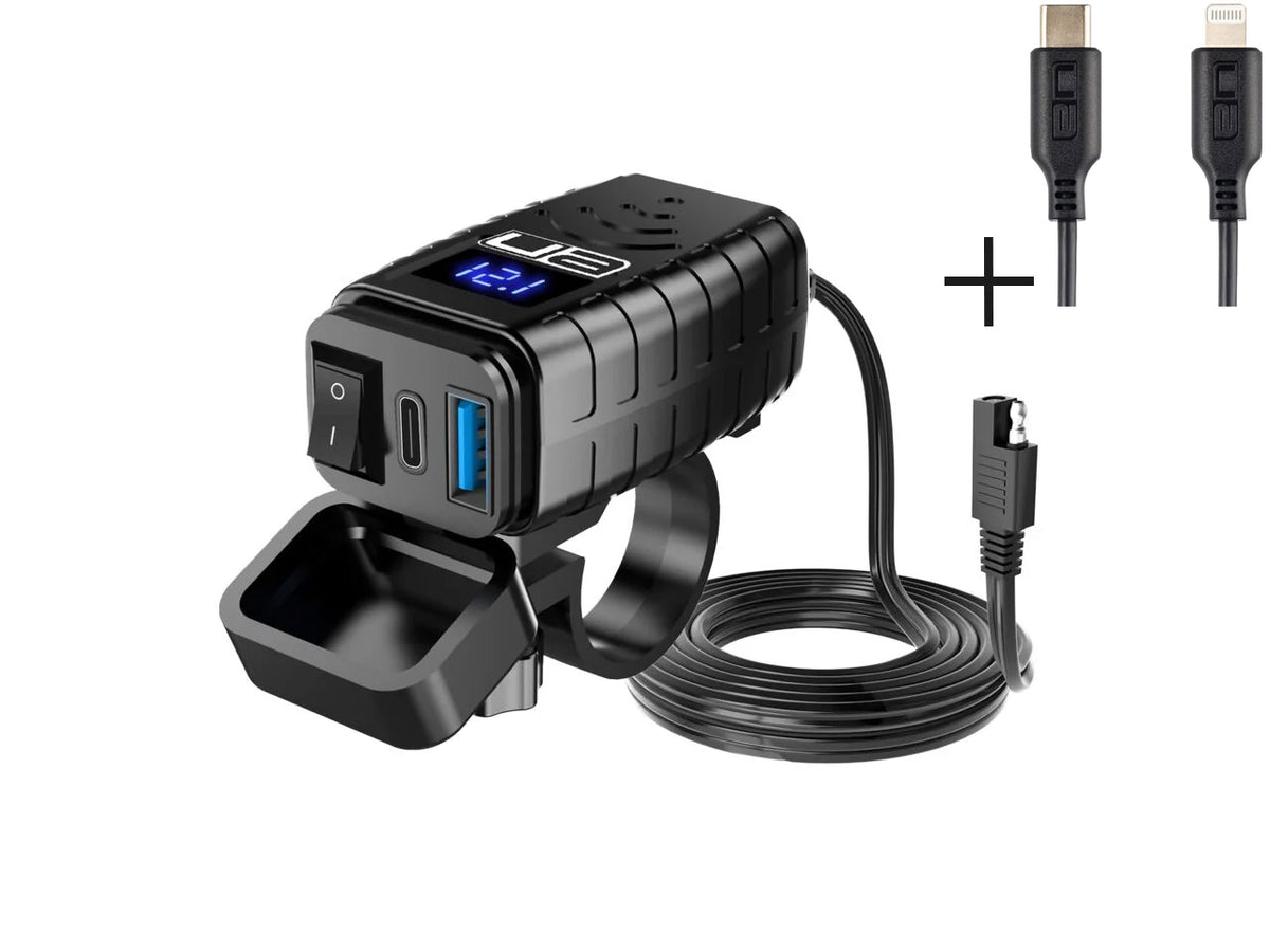 Motorcycle SAE to USB Charger with Optional Cables