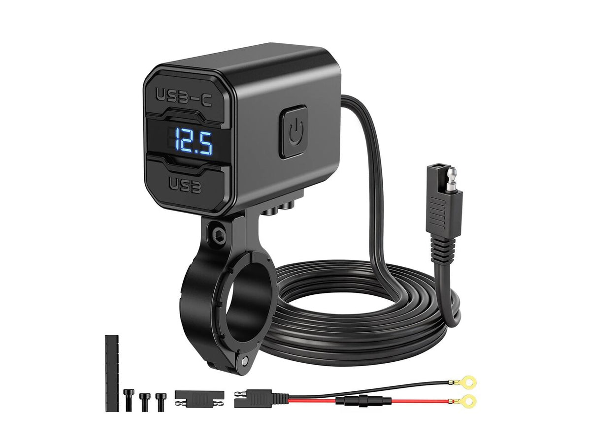 54W Motorcycle USB-C &amp; USB-A Handlebar Charger
