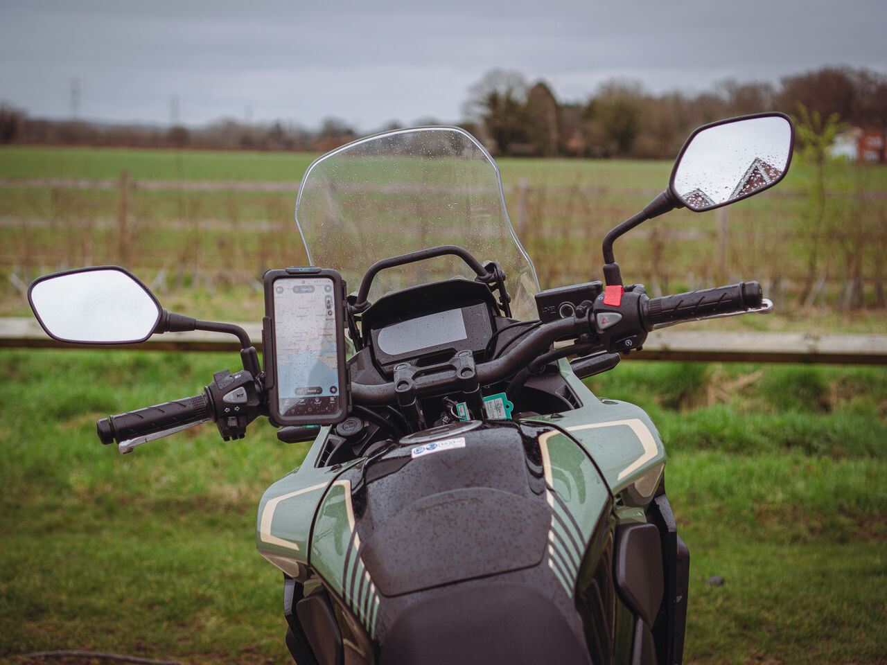 Motorcycle Handlebar or Mirror Kit with Universal Waterproof Phone Case