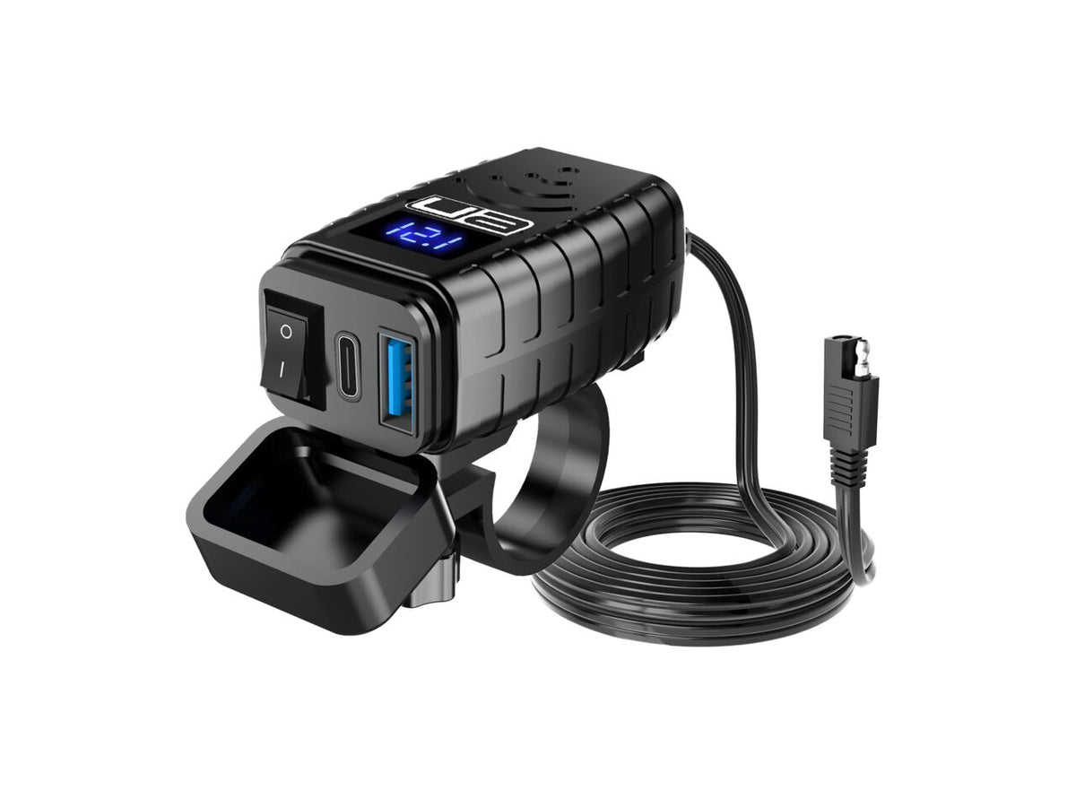 Ultimateaddons Motorcycle SAE to USB charger with LED voltmeter - Refurbished