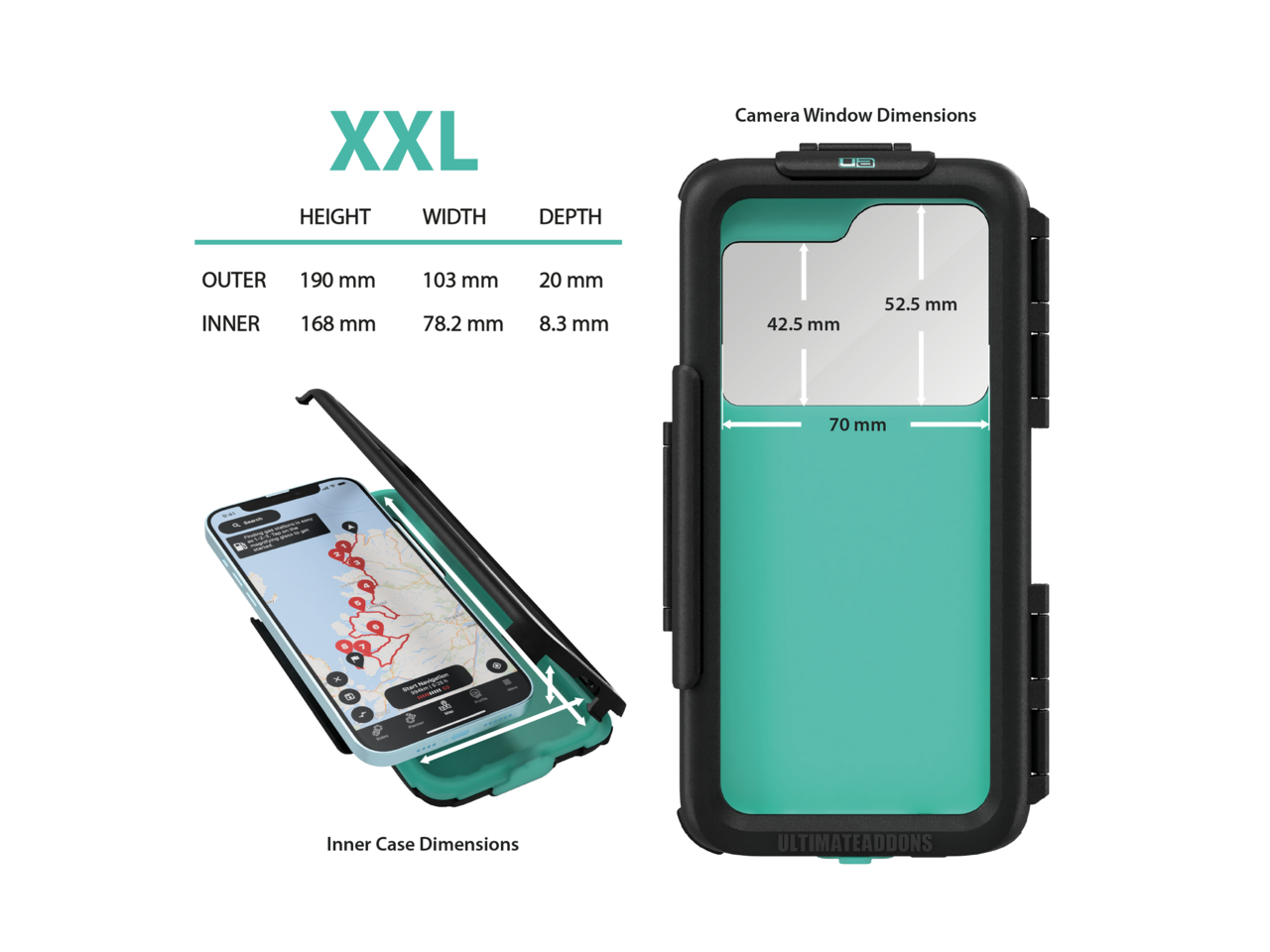 Motorcycle Handlebar or Mirror Kit with Universal Waterproof Phone Case