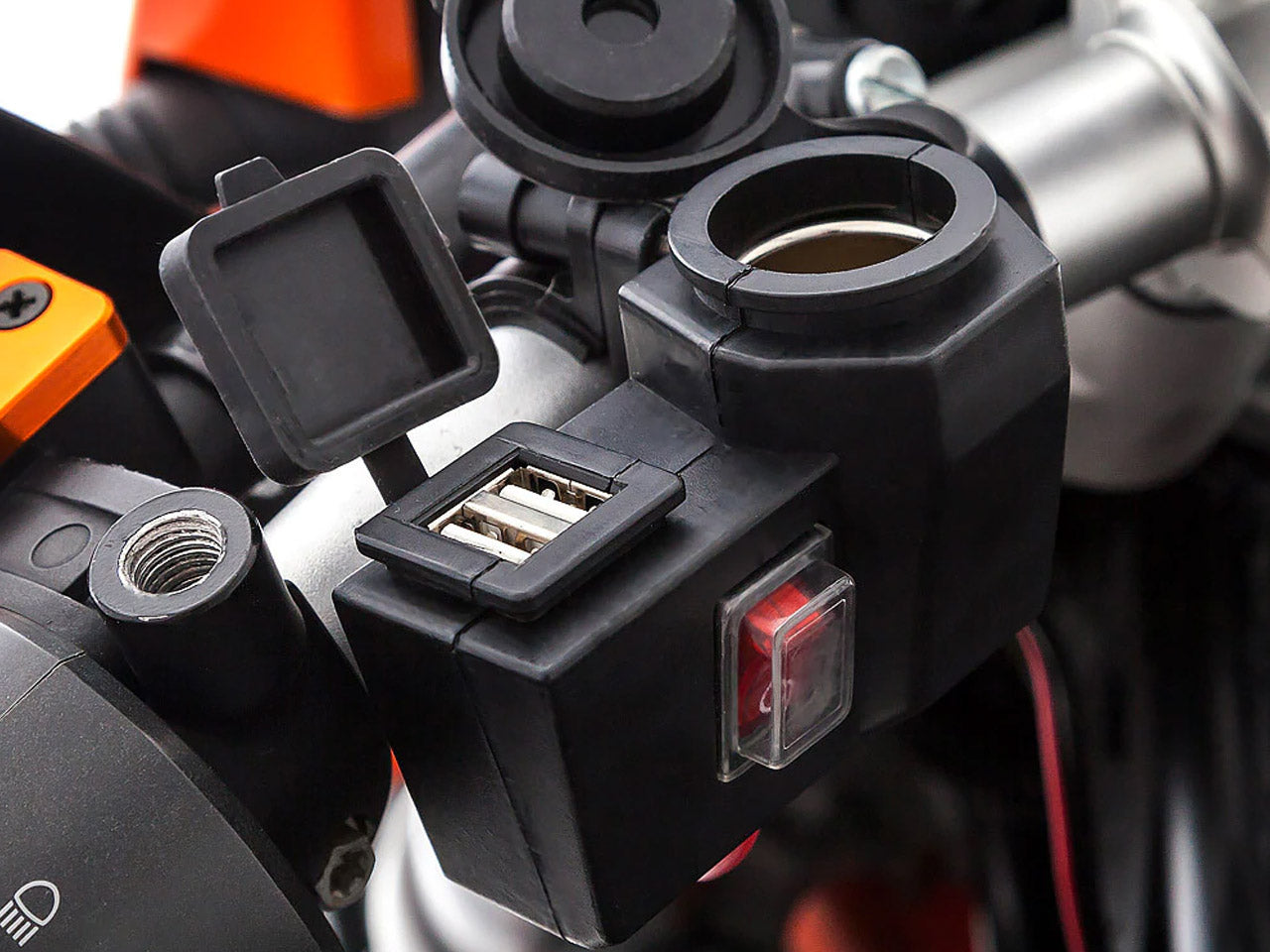 Motorcycle Handlebar Charger Mount With Dual USB Charger