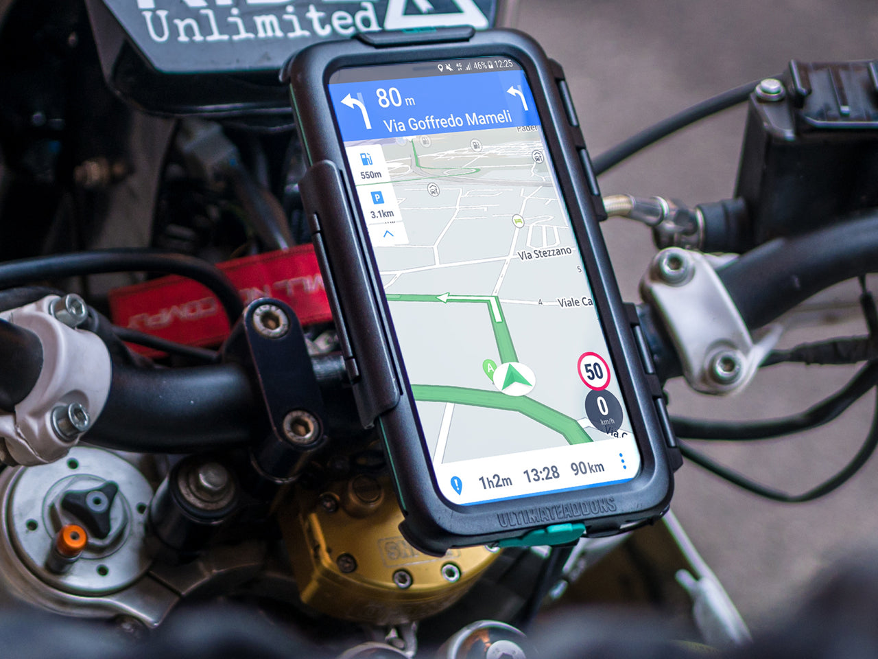 Motorcycle Handlebar Mount with iPhone 11 Tough Case Kit