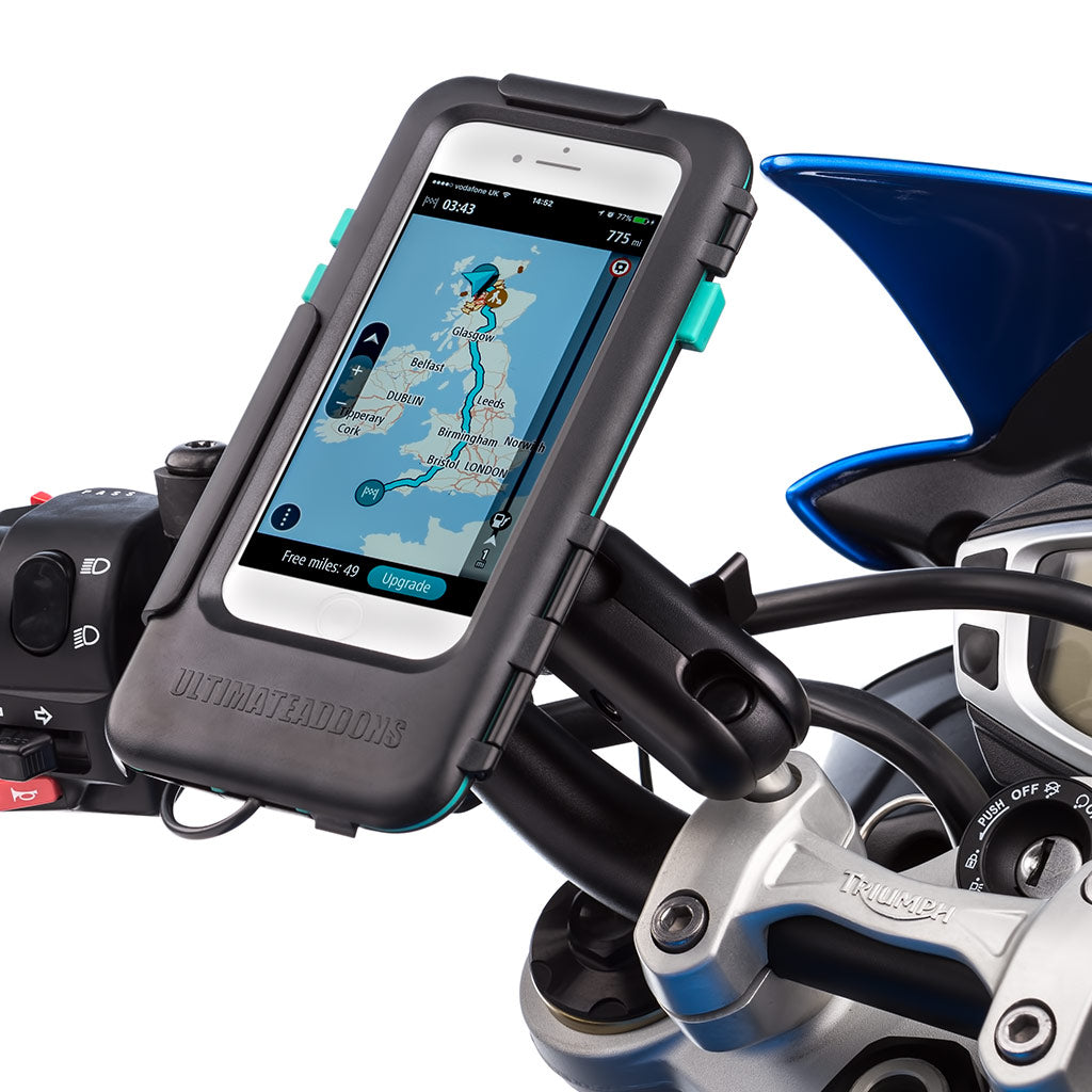 Motorcycle Tough Wateproof Satnav Case Top Clamp Mount Kit Apple iPhone SE 2