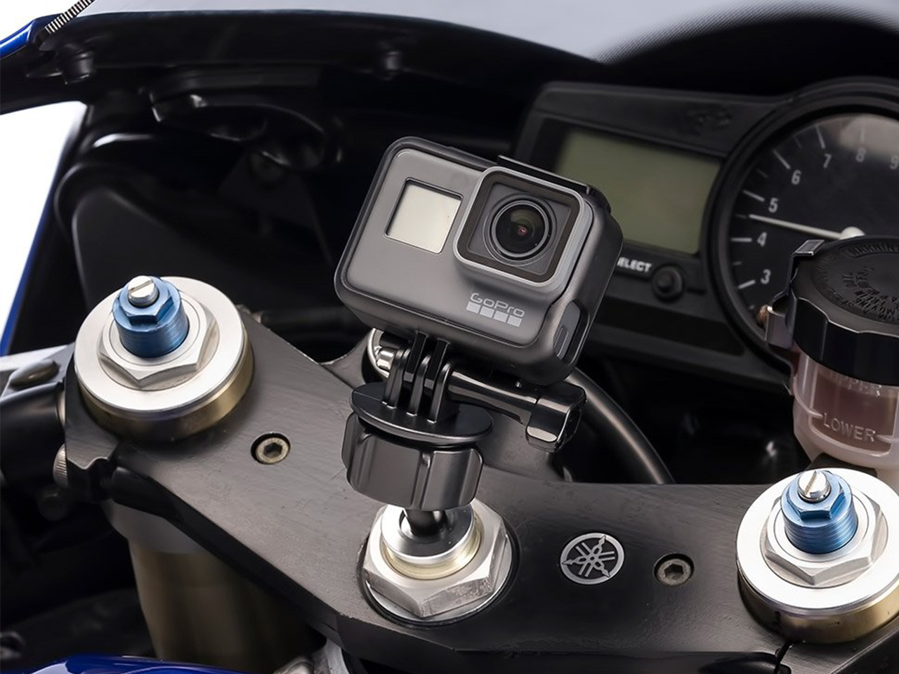 Action Camera Mounted onto Sportsbike with Thumb Screw