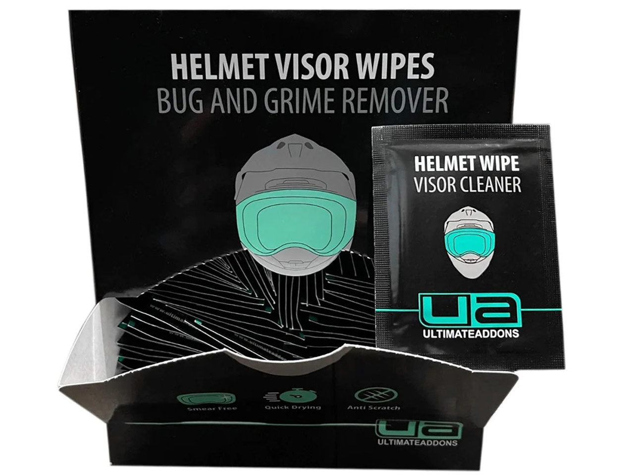 Motorcycle visor wipes, anti strach wipes ideal for removing flys, midgies from your visor